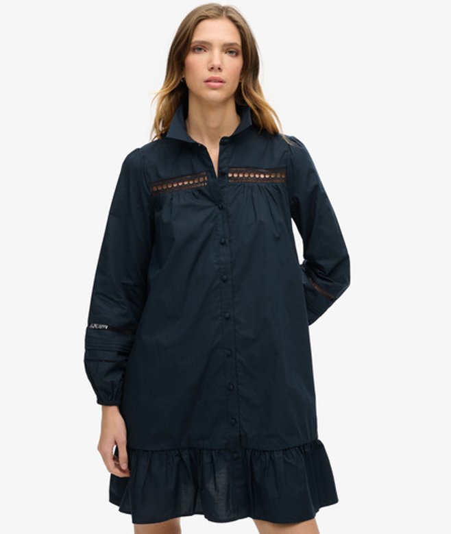 Overhemdjurk met Kant Blauw Grootte: 38 afbeelding