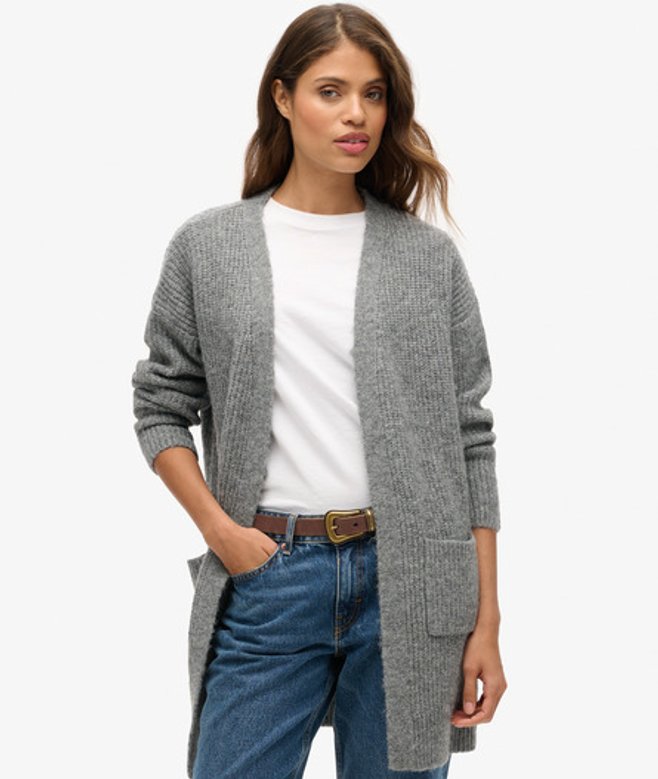 Lang Gebreid Essential Vest Donkergrijs Grootte: 34-36 afbeelding