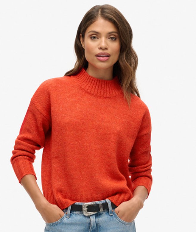 Essential Trui met Hoge Hals Oranje Grootte: 38 afbeelding