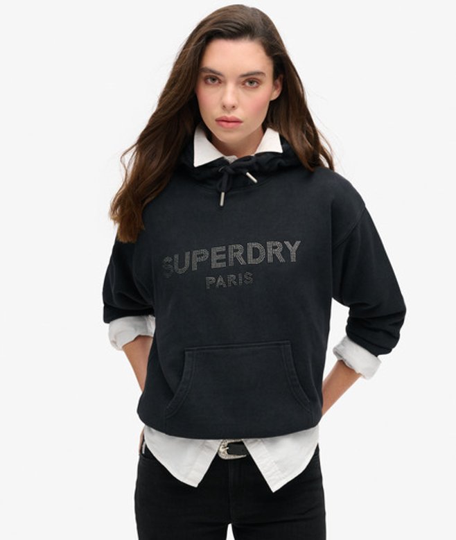 Sport Luxe Hoodie met Losse Pasvorm Zwart Grootte: 36 afbeelding