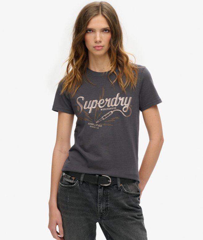 Vintage Merch Store Skinny T-shirt Zwart Grootte: 38 afbeelding