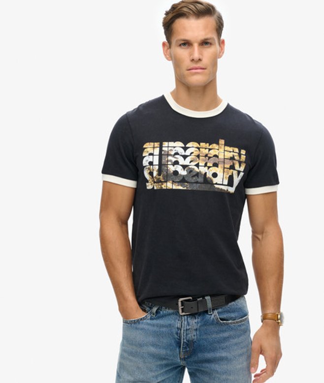 Photographic T-shirt met Logo Zwart Grootte: M afbeelding