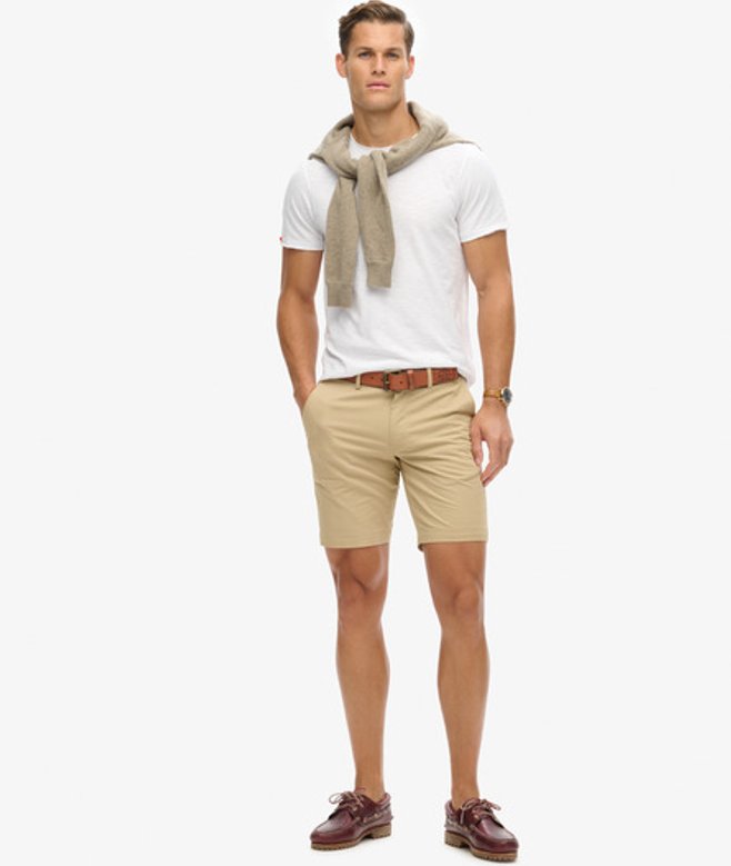 Superdry Men's Stretch Chino Shorts Beige / Shaker Beige - Size: 30