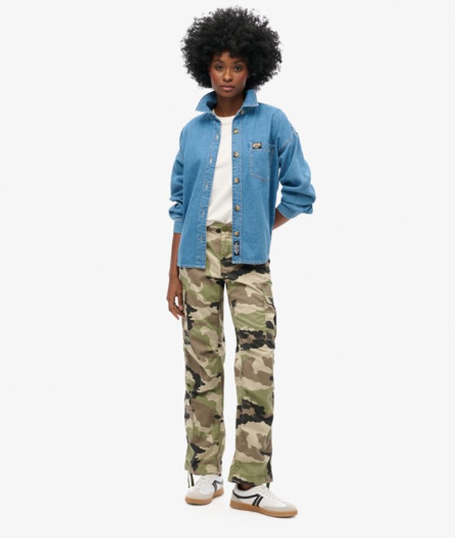 Superdry Women's Low Rise Straight Cargo Pants Khaki / Jacket Camo