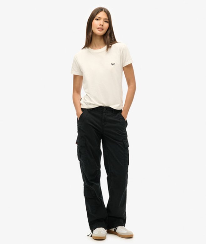 Superdry Women's Low Rise Straight Cargo Pants Black / Washed Black