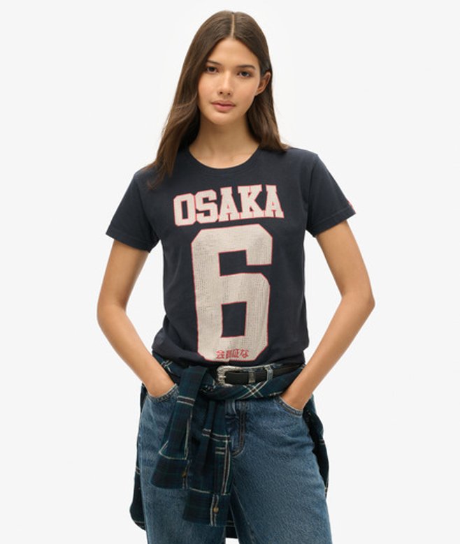 Osaka 6 Embellished 90s T-shirt Blauw Grootte: 36 afbeelding