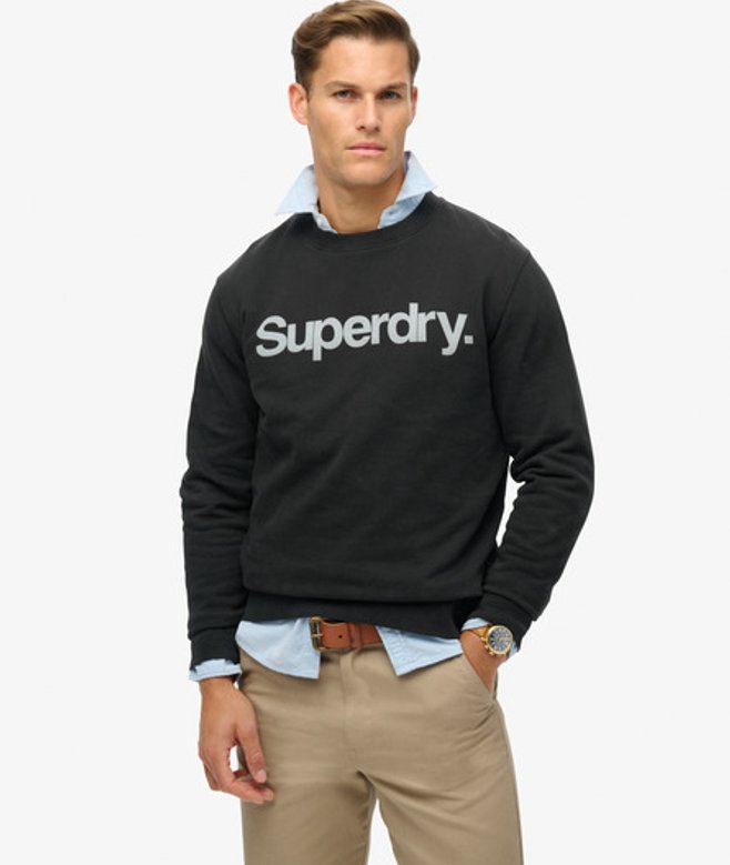 Superdry City Sweatshirt met Ronde Hals en Losse Pasvorm Zwart
