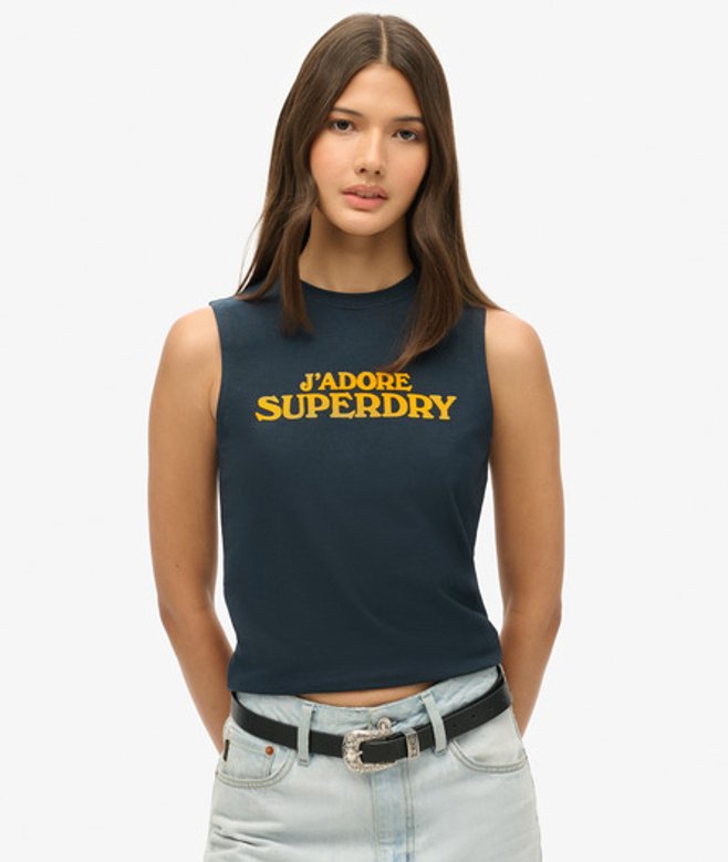 Superdry Women’s Sport Luxe Graphic Fitted Tank Top Navy / Eclipse Navy – Size: 14 Superdry Women’s Sport Luxe Graphic Fitted Tank Top Navy / Eclipse Navy – Size: 14