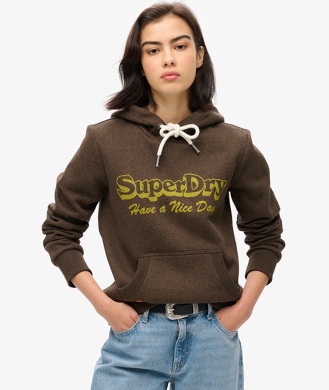 Superdry Archive Hoodie met Opdruk Bruin