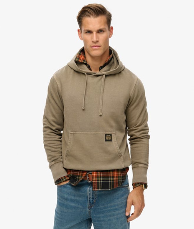 Relaxed Hoodie met Contrasterende Stiksels Bruin Grootte: M afbeelding
