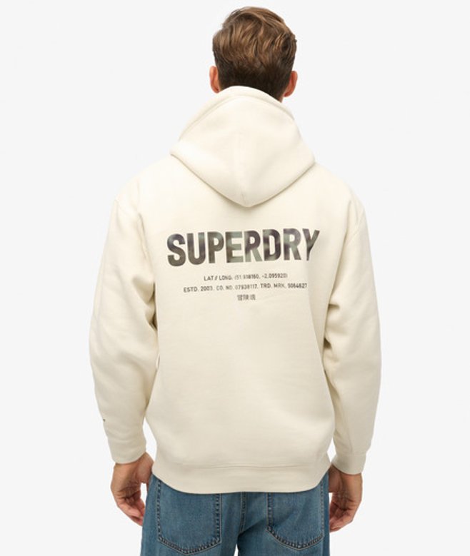Utility Sport Hoodie met Logo en Losse Pasvorm Crème Grootte: S afbeelding