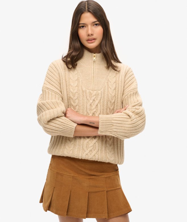 Geplooide Vintage Minirok van Corduroy Bruin Grootte: 40 afbeelding