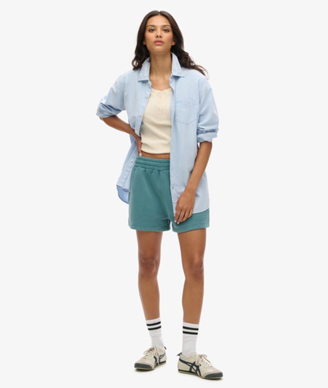 Vintage Wash Sweatshort Turkoois Grootte: 36 afbeelding