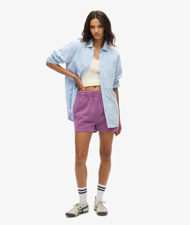 Vintage Wash Sweatshort Paars Grootte: 42 afbeelding