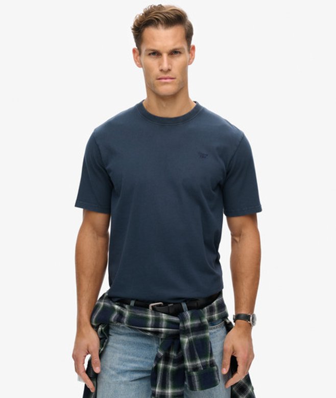 Vintage T-shirt met Wassing Blauw Grootte: Xxl afbeelding