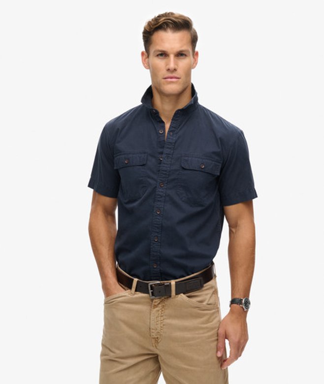 Superdry Men's Military Short Sleeve Shirt Navy / Eclipse Navy - Size: XS
