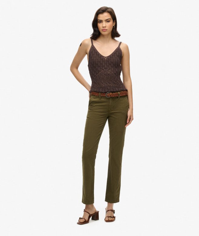 Chino met Halfhoge Taille Groen Grootte: 32/32 afbeelding