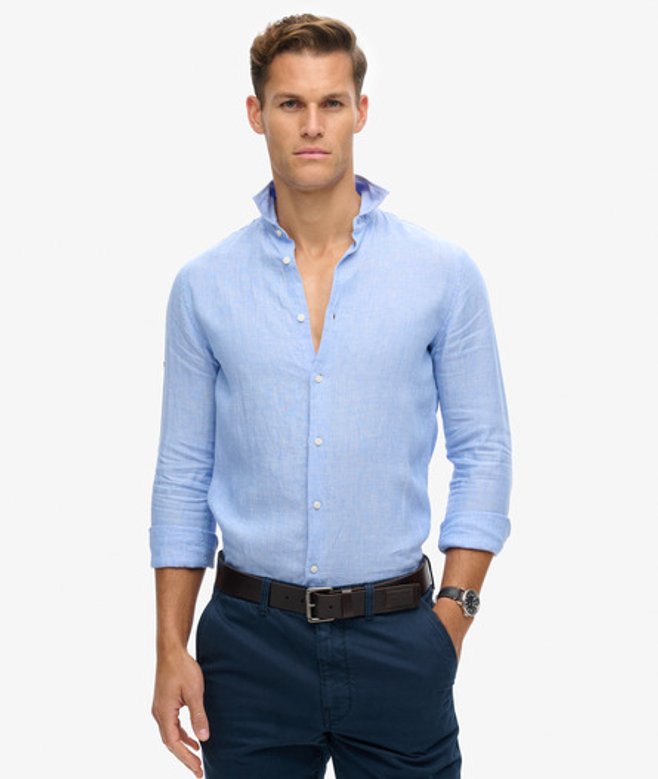 Herren Lässiges Leinen-langarmhemd - Größe: L - Superdry - Modalova