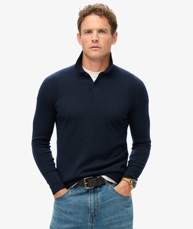 Herren Langärmeliger Polo-pullover aus Merinowolle - Größe: Xxxl - Superdry - Modalova