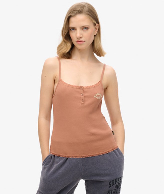 Athletic Essentials Button Down Cami Top Bruin Grootte: 14-16 afbeelding