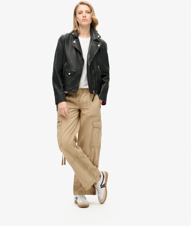 Elastische Vintage Cargobroek met Lage Taille Bruin Grootte: 39 afbeelding