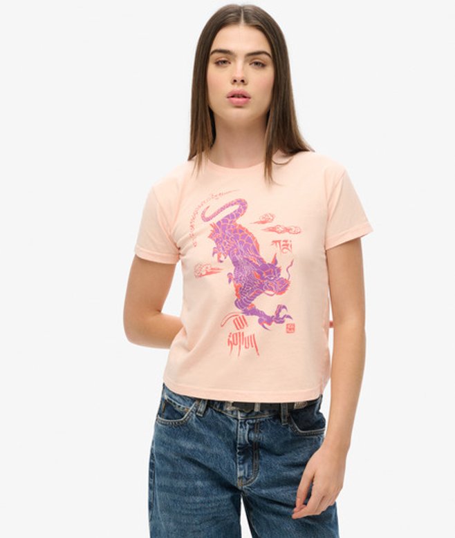 Komodo x Superdry Kailash Dragon T-shirt Roze Grootte: 38 afbeelding