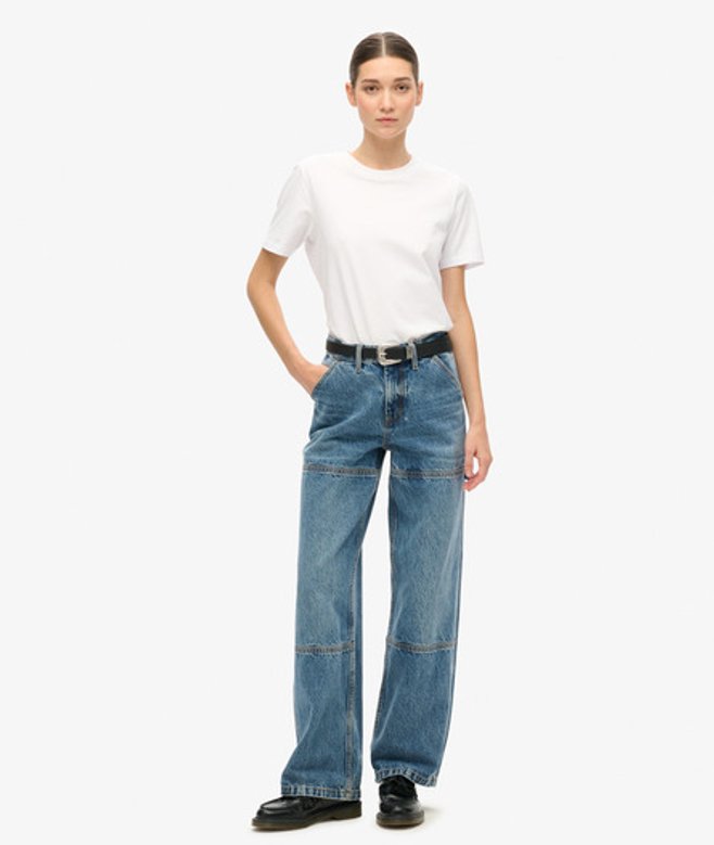 Denim Timmermansbroek met Middelhoge Taille Blauw Grootte: 30/32 afbeelding