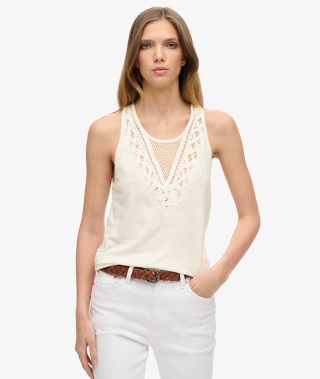 Jersey Hemdje met Kant Wit Grootte: 44 afbeelding