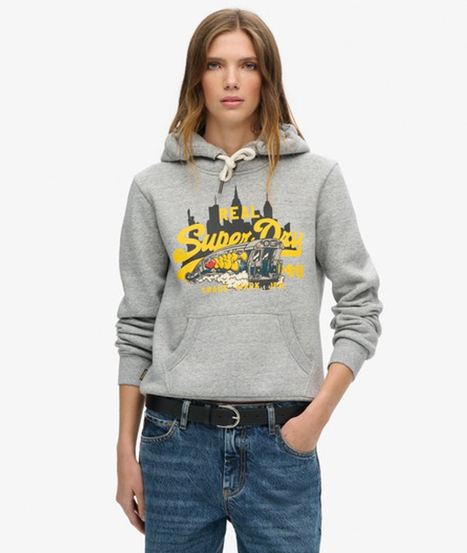 Hoodie met New York Vintage Logo en Print
