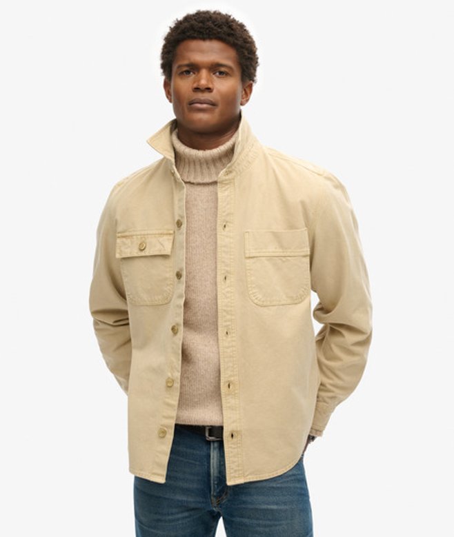Superdry Men&rsquo;s Surplus Canvas Overshirt Cream / Pale Khaki - Size: Xxxl