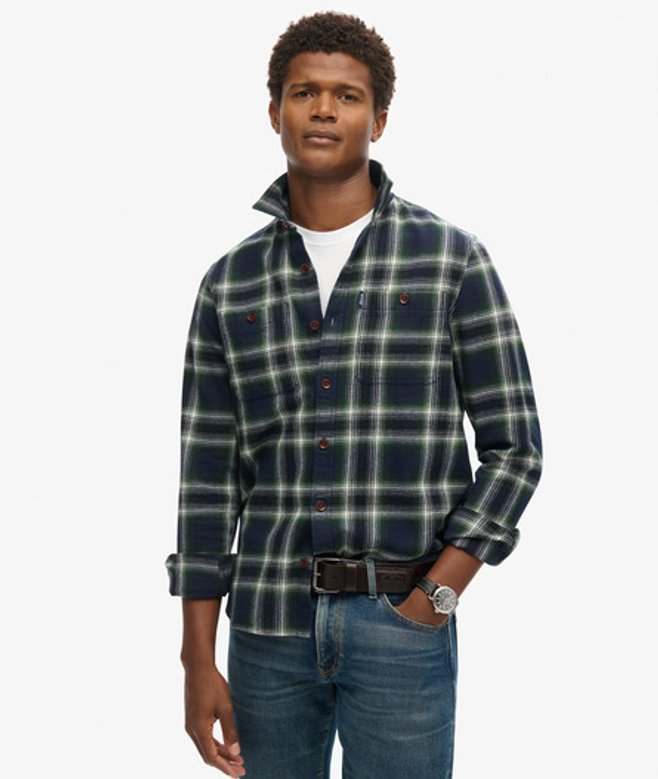 Vintage Geruit Overshirt Blauw Grootte: M afbeelding