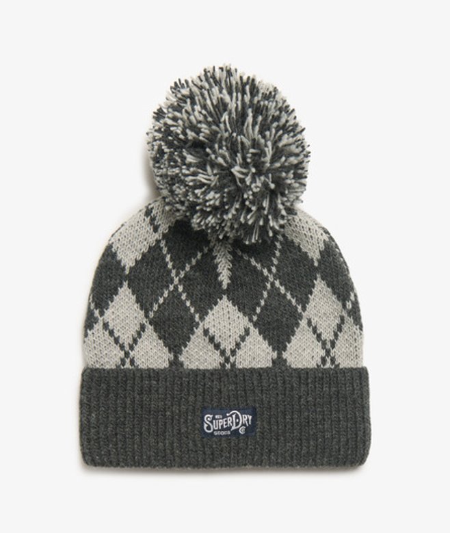 Gebreide Beanie met Patroon Grijs Grootte: 1SIZE afbeelding