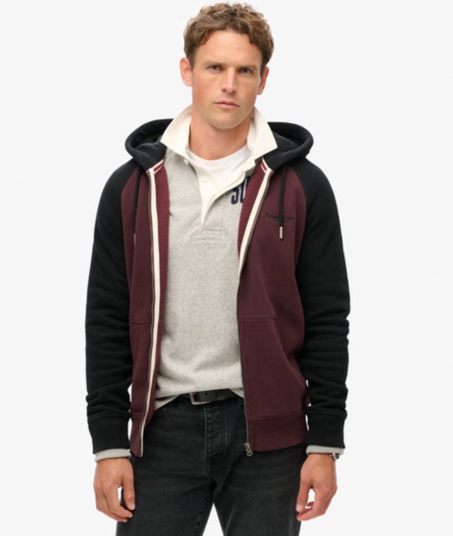 Superdry Essential Baseball-hoodie met Rits Zwart