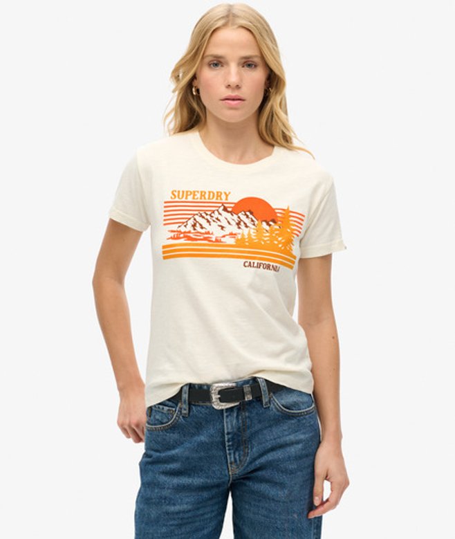 Gestreept Outdoor T-shirt met Aansluitende Pasvorm Crème Grootte: 44 afbeelding
