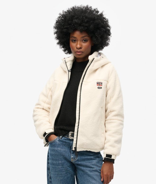 Sherpa Fleece Trekker Jas Wit Grootte: 38 afbeelding