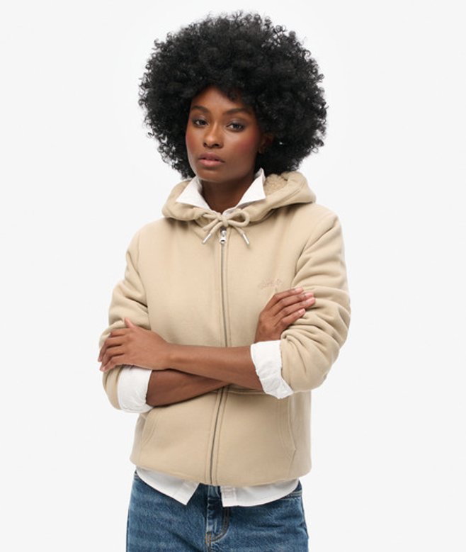 Damen Borg-gefütterter Hoodie mit Reißverschluss - Größe: 42 - Superdry - Modalova