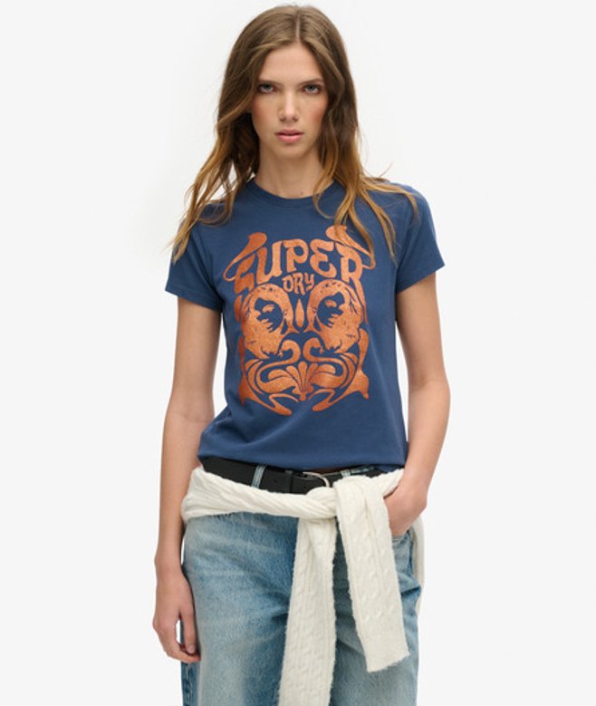 Pop Archive Super T-shirt met Aansluitende Pasvorm Donkerblauw Grootte: 40 afbeelding