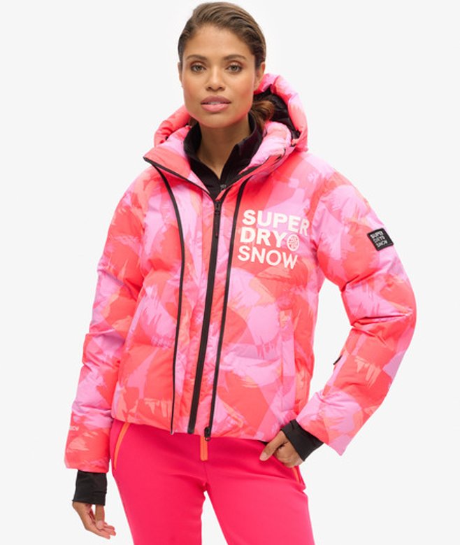 Wijdvallende Ski Pufferjas met Capuchon Roze Grootte: 42 afbeelding