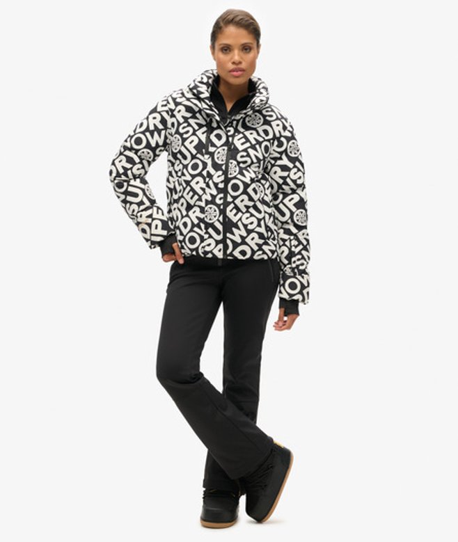 Superdry Women's Ski Boxy Puffer Jacket Black / Superdry Monogram Black