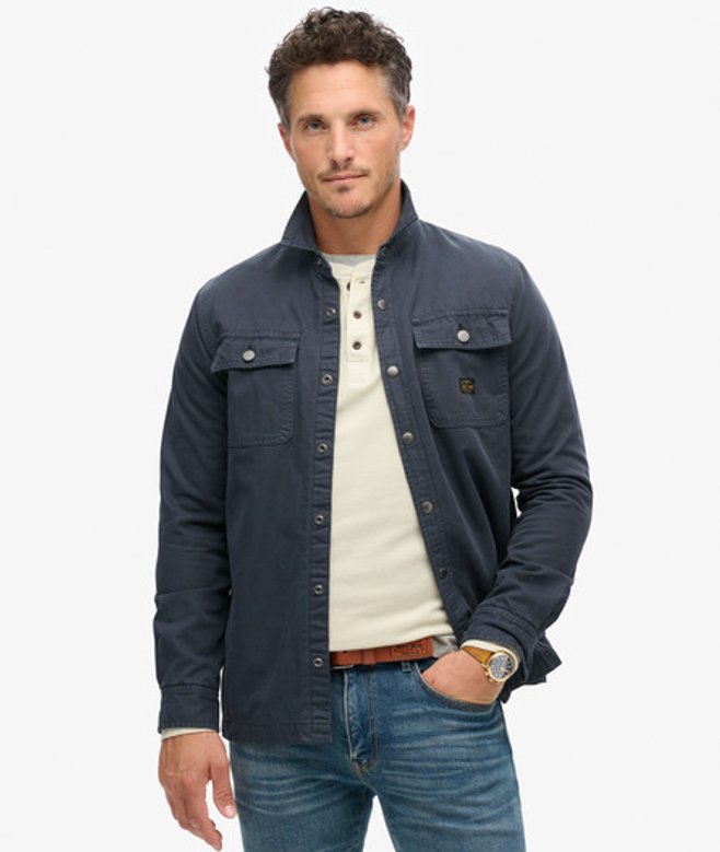 Canvas Workwear Overshirt van Biologisch Katoen Blauw Grootte: S afbeelding