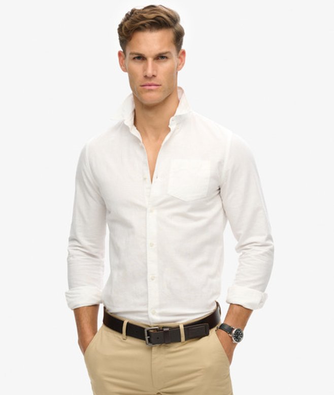 Herren Studios Linen Button-down-hemd aus Bio-baumwolle - Größe: L - Superdry - Modalova