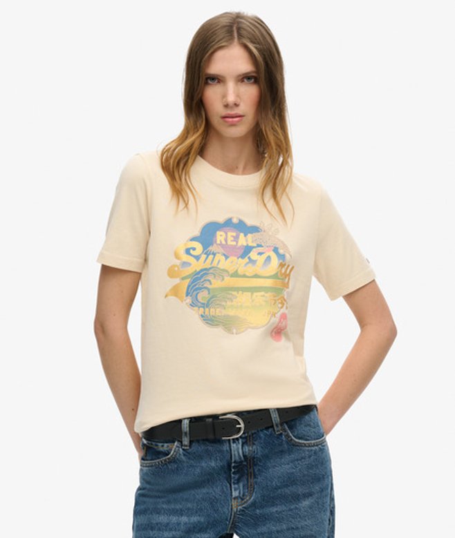 Vintage Logo Itago T-shirt Crème Grootte: 42 afbeelding