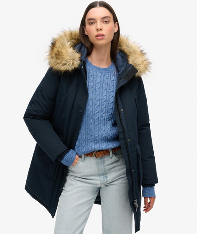 Everest Parka van Imitatiebont Blauw Grootte: 38 afbeelding