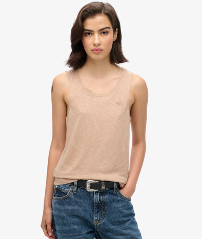 Superdry Tanktop met Laag Uitgesneden Ronde Hals Beige