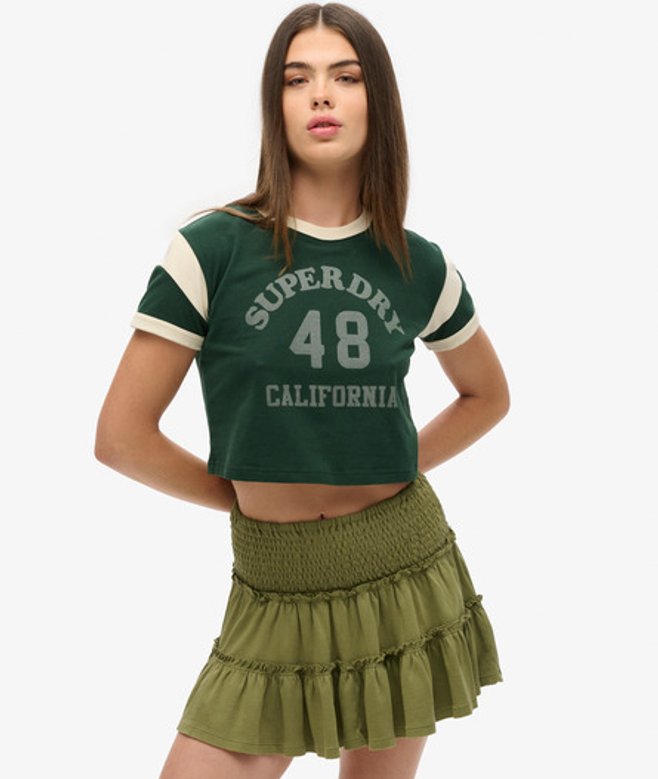 Gelaagde Jersey Minirok Khaki Grootte: 38 afbeelding