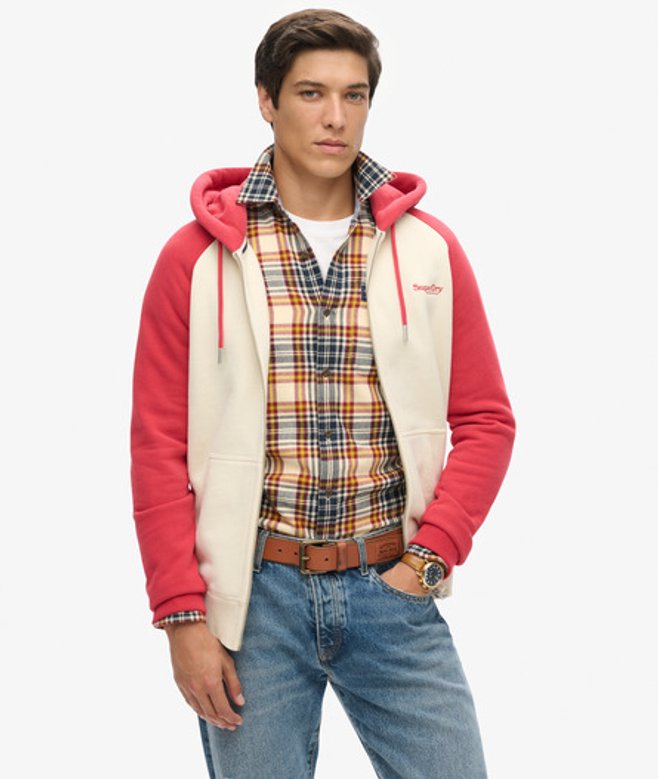 Superdry Essential Baseball-hoodie met Rits Rood