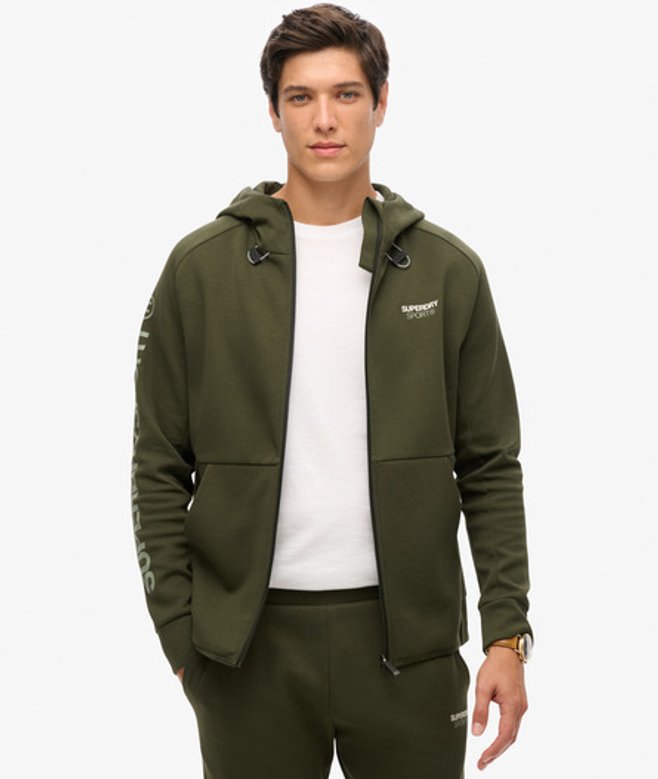 S Ample Zippé a Logo Sport Tech Sweat a Capuche, Taille: M - Superdry - Modalova