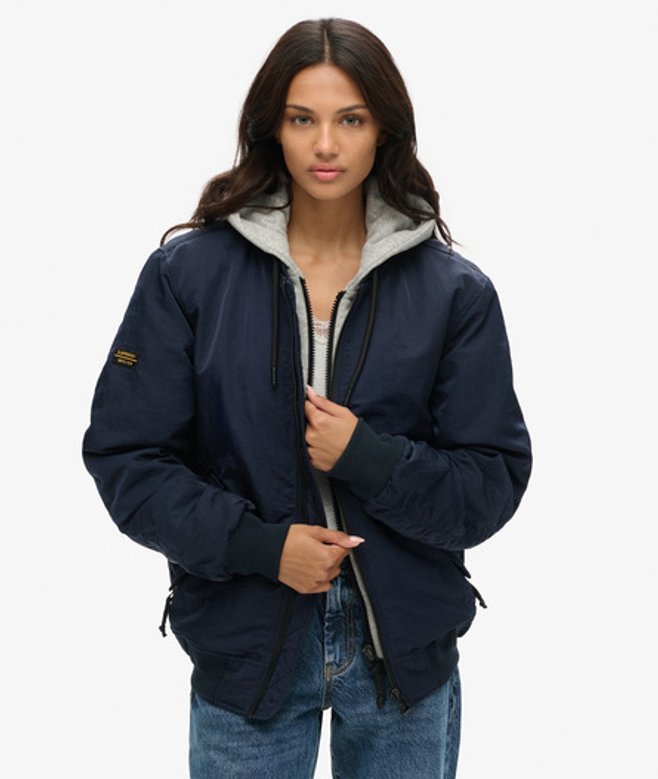 Oversized Military MA1 jas met Capuchon Blauw Grootte: XL afbeelding