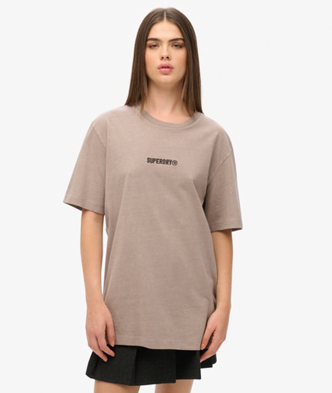 Losvallend T-shirt met Print en Micro-logo Beige Grootte: Xxl afbeelding