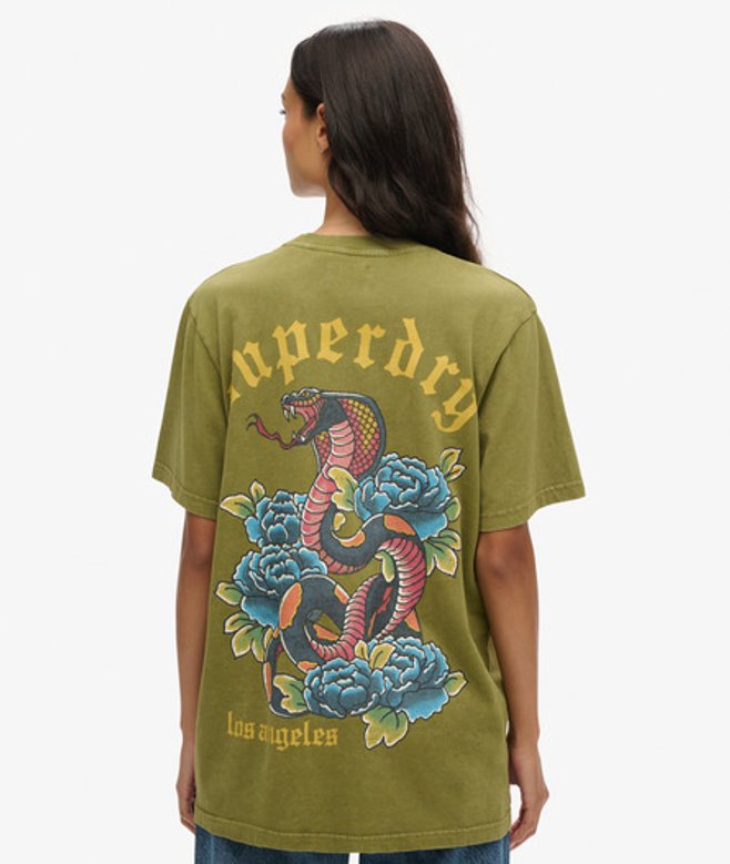 Women's Oversized Tattoo Graphic T-shirt // / Olive - Size: Xxl - Superdry - Modalova